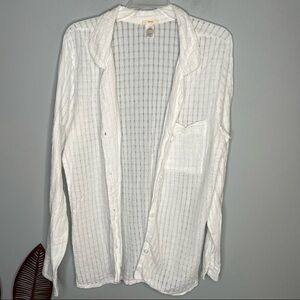 eberjey cotton white button down shirt printed